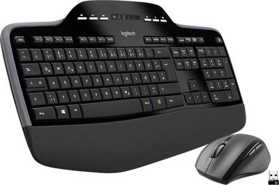 Logitech MK710 Wireless Desktop Radio Keyboard and mouse set Splashproof, German, Windows® Black | Conrad.com
