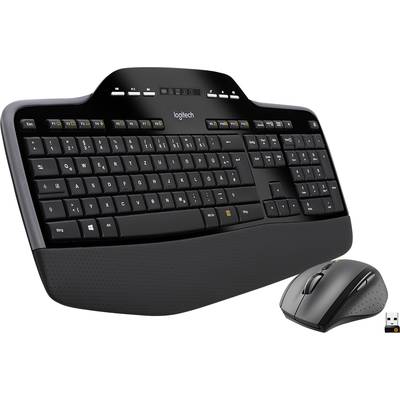Logitech MK710 Wireless Desktop Radio Keyboard and mouse set Splashproof, Display German, QWERTZ Black