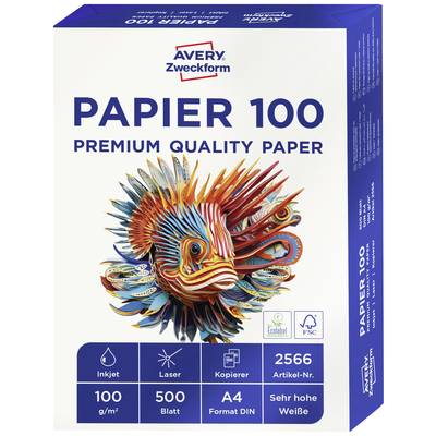 Avery-Zweckform PAPIER 100 Premium Quality Paper 2566   Universal printer/copier paper A4 100 g/m² 500 sheet Bright whit