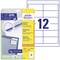 Avery Zweckform Universal Labels with UltraGrip, 12 labels per page, yellow packaging with blue UltraGrip design.