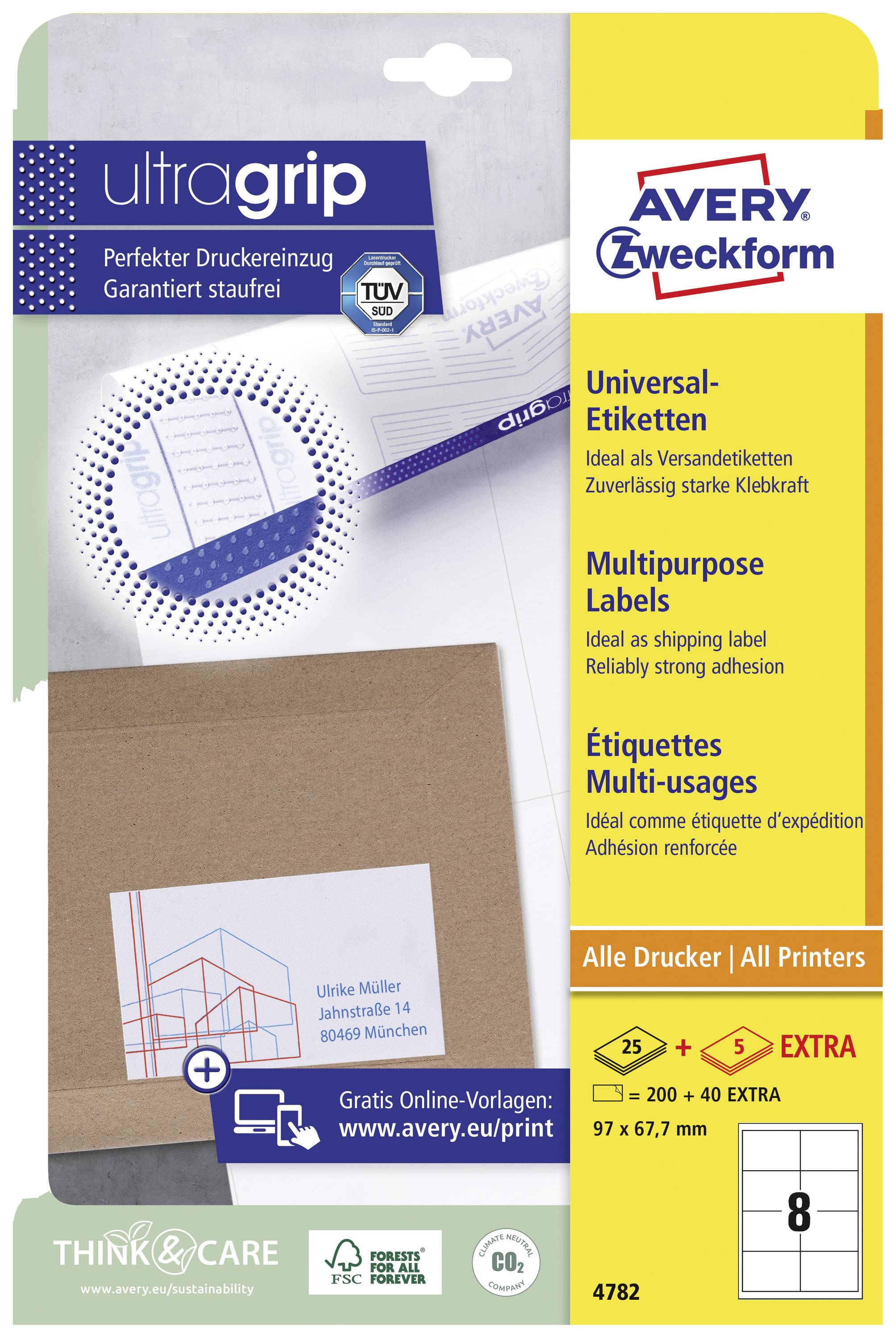 Avery-Zweckform 4782 Labels 97 x 67.7 mm Paper White 240 pc(s ...