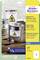 'Three tins with warning signs. Text example: Labels for weatherproof labels, suitable for outdoor use. Avery Zweckform product.'