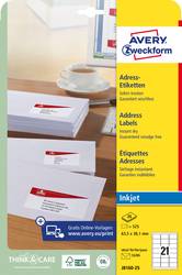 Avery-Zweckform J8160-25 Labels 63.5 x 38.1 mm Paper White 525 pc(s) Permanent Address labels, All-purpose labels Inkjet