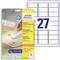 'Pack of Avery Zweckform removable universal labels, 27 labels per sheet, ideal for temporary labelling.'