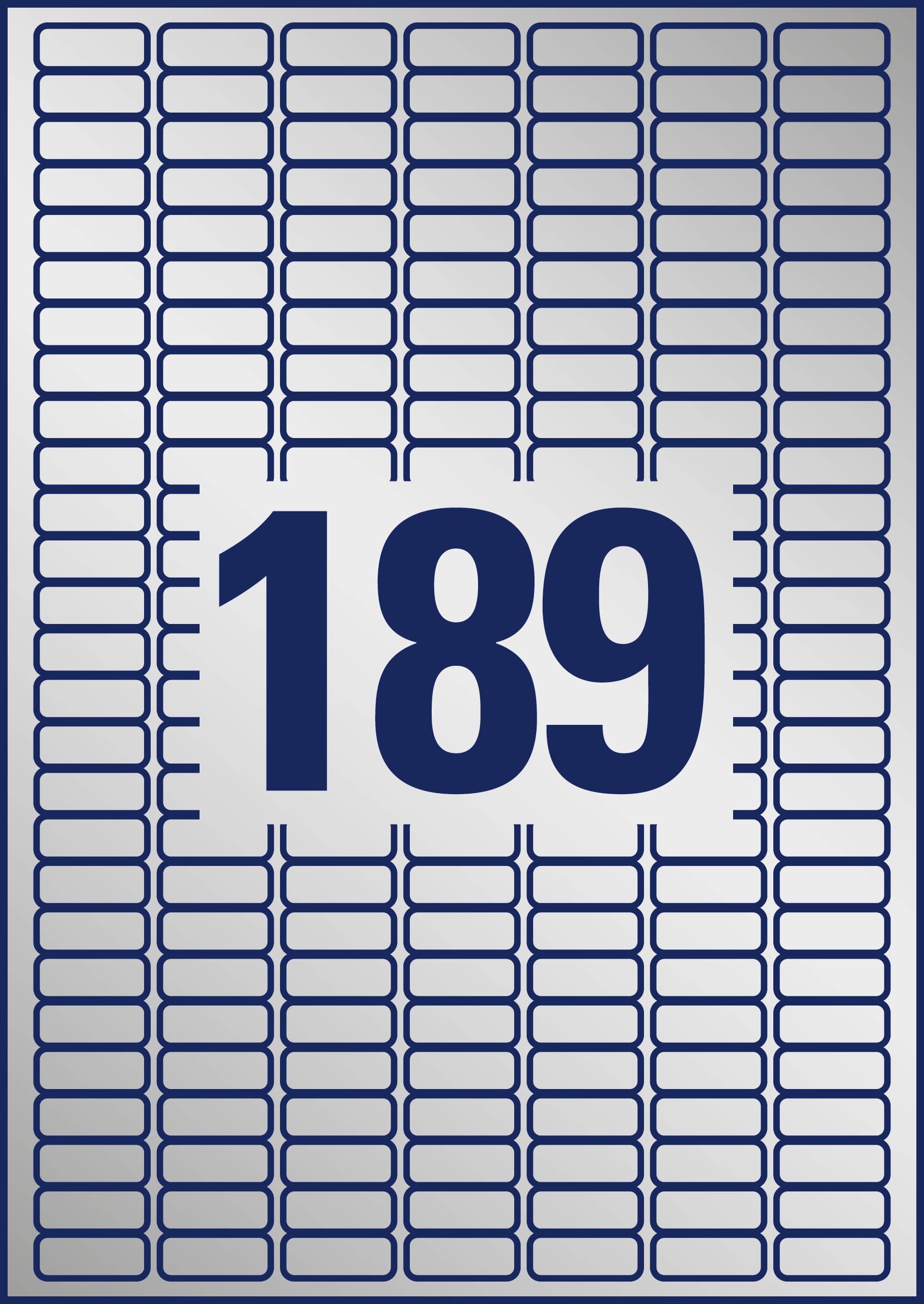 '189' in large, blue digits on a rectangular, grey background with a pattern of blue rectangles.