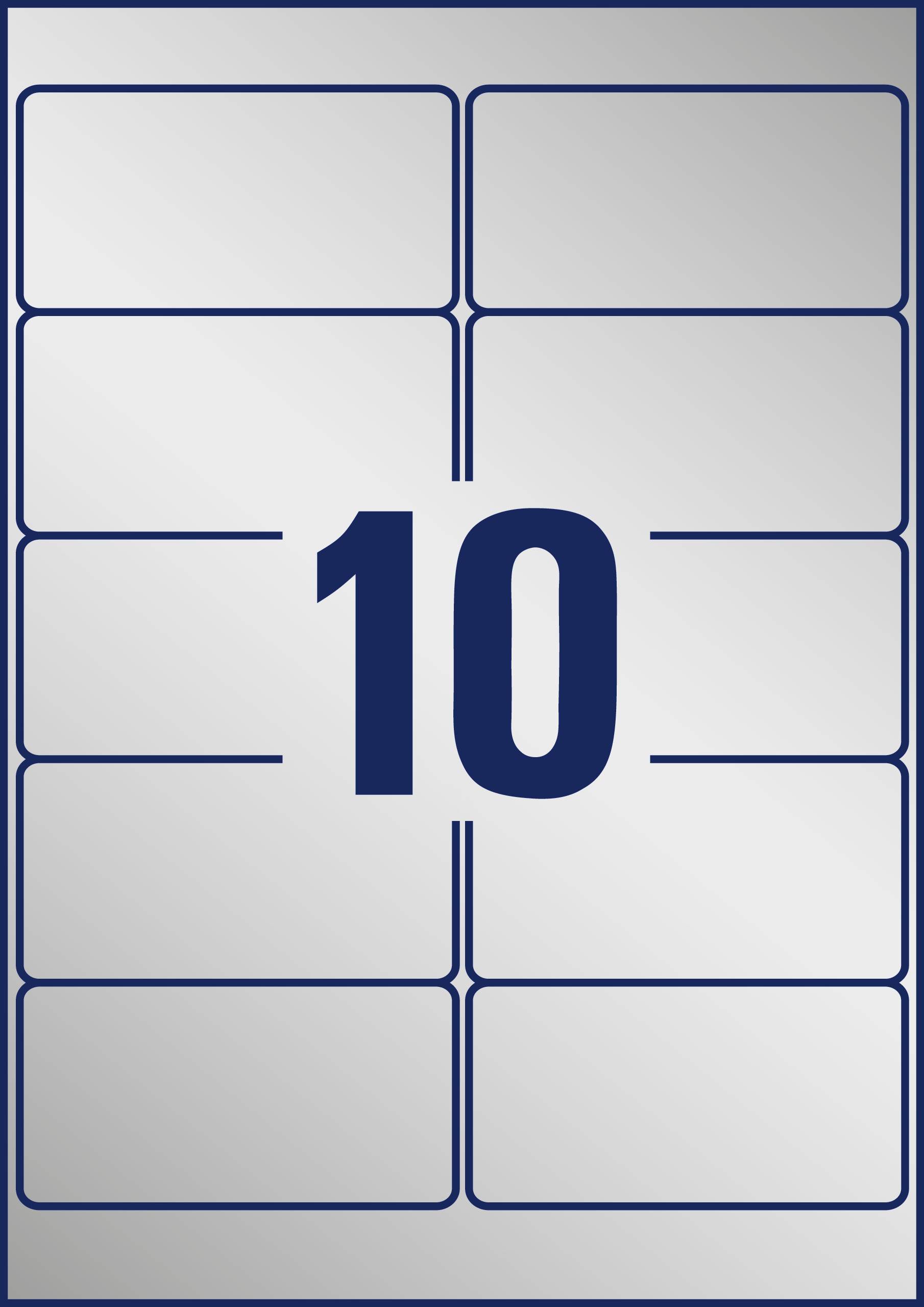 The number '10' in blue text, centred on a white background with grey borders.