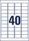 A white card with 40 blue, empty rectangles in seven columns. In the centre, the number '40' is displayed in large blue digits.