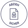 A circle with a padlock symbol on a document. Text 'Remove securely'. Symbolises document safety and protection.