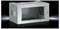 Metal cabinet with an open front section on a black background, suitable for storing electronic devices or cables.