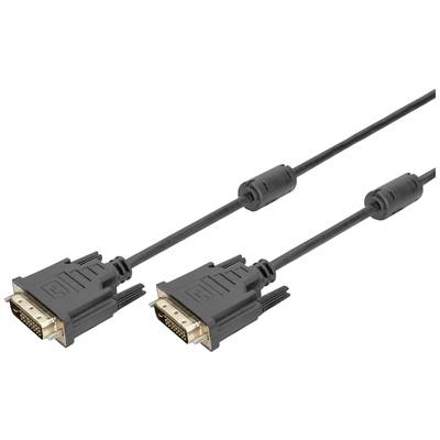 Digitus DVI Cable DVI-D 24+1-pin plug, DVI-D 24+1-pin plug 3.00 m Black AK-320101-030-S screwable, incl. ferrite core DV