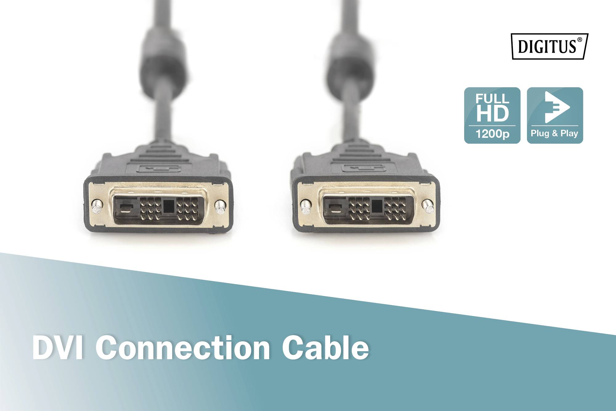 Digitus DVI Cable DVI-D 18+1-pin plug, DVI-D 18+1-pin plug 5.00 m Black AK-320100-050-S screwable DVI cable-1