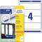 Avery Zweckform folder label stickers. Packaging shows four printed folder spines. Number 4 depicted on the label.