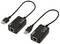 Two black adapters with USB and Ethernet ports, connected by cables. 'LogiLink' labelling on both devices.