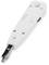 A white network punch-down tool with a metallic tip for inserting cables into telephone plugs or network sockets.