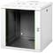 White network wall cabinet with glass door, suitable for server and IT equipment. Secure storage with ventilation openings at the top.