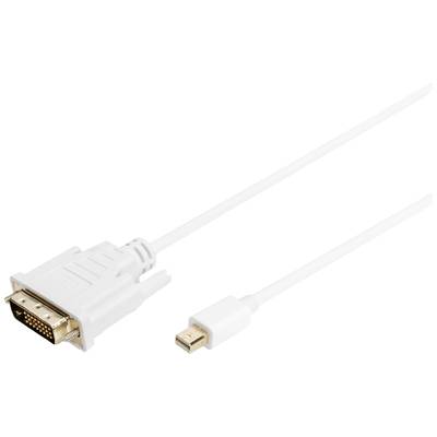 Digitus Mini DisplayPort / DVI Adapter cable Mini DisplayPort plug, DVI-D 24+1-pin plug 1.00 m White AK-340305-010-W scr