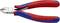 Side-cutting pliers made of steel with red and blue handles. Text on the handles: 'KNIPEX Germany', 'hard max 0.1 Piano max 0.6 mm'.