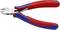 Side cutters with red and blue handle, manufactured in Germany. Suitable for cutting wires up to 1.0 mm.