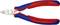 A red and blue side cutting pliers with 'Knipex Germany' printed on it, suitable for cutting hard wires up to 0.2 mm.