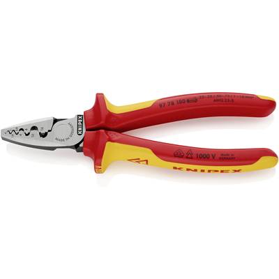 Insulated red and yellow combination pliers with markings on the handles, suitable for work on electrical installations up to 1000 V.