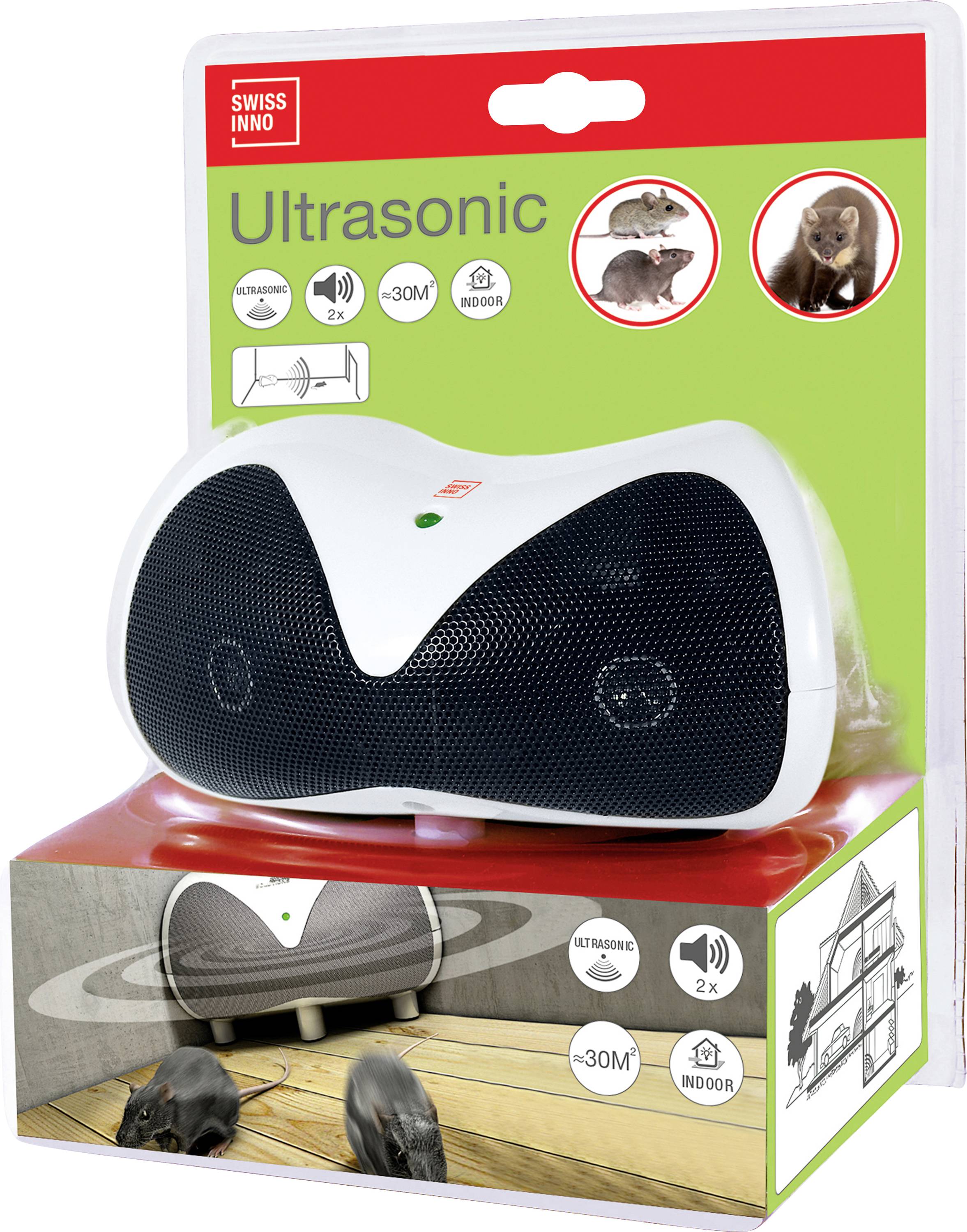 Swissinno Indoor Pest repellent Working principle Ultrasound Operating range 30 m² 1 pc(s)