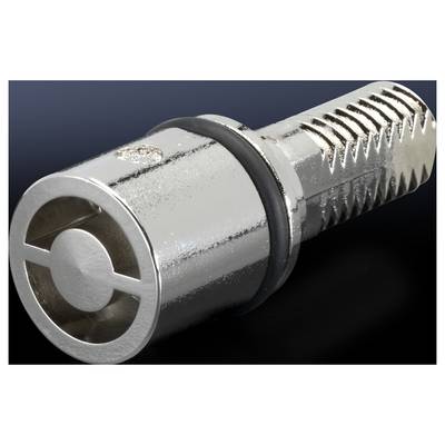 A metallic knurled pin with an O-ring is pictured against a dark background.