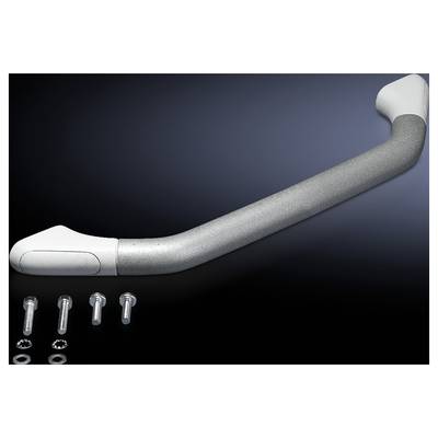 Metal L-shaped handle with mounting screws on a dark background. Used for industrial machinery.