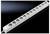 A long power strip with twelve socket outlets in a row. It is white and lies on a black background.