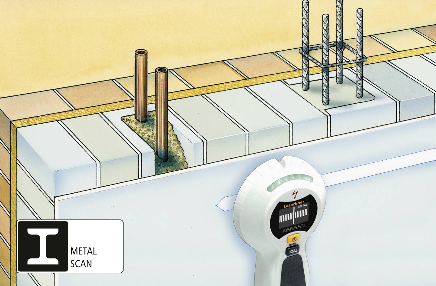 Laserliner Detector CombiFinder Plus 080.955A Locating depth (max.) 75 mm Suitable for Ferrous metal, Non-ferrous metal,-5