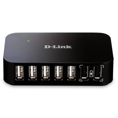 Seven-port USB hub from D-Link, suitable for connecting multiple devices to a computer.