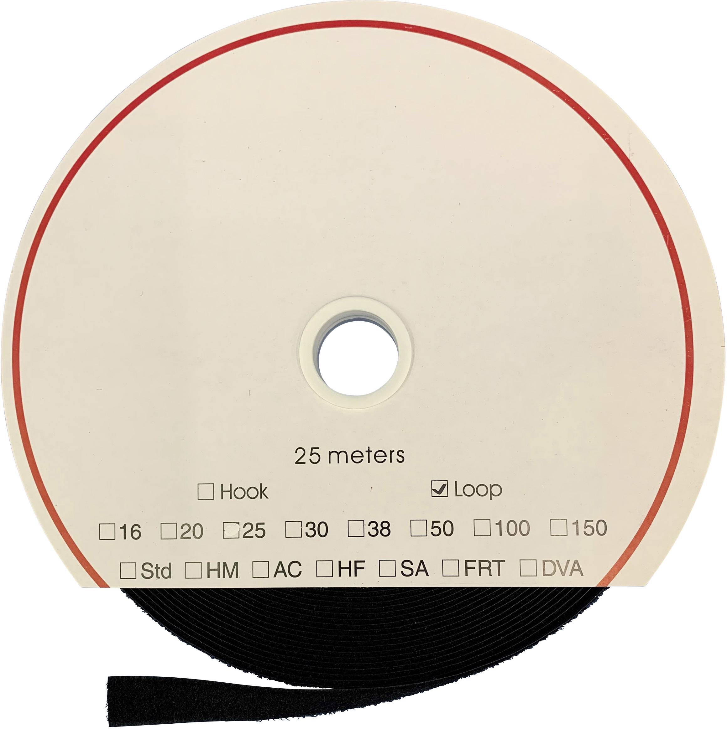 FASTECH® T0202599990225 Hook-and-loop tape stick-on (acrylic adhesive) Hook pad (L x W) 25000 mm x 25 mm Black 25 m