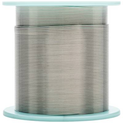 Large reel of silver metallic wire, tightly and evenly wound. Suitable for soldering work or craft projects.