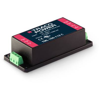Rectangular power supply module with the inscription 'TRACO POWER'. Specifications: Input 100-240VAC, Output 12VDC, 120W.
