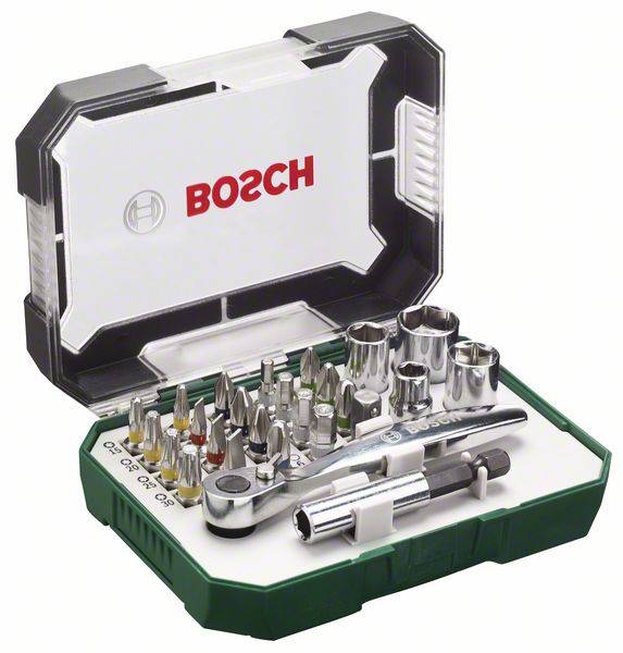 Bosch Accessories Promoline 2607017322 Bit set 26-piece Slot, Phillips, Pozidriv, Allen, Star incl. torque wrench