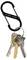 A black 'S-Biner' carabiner holds a set of three metal keys, each varying slightly in shape and color, used for securing and organizing.