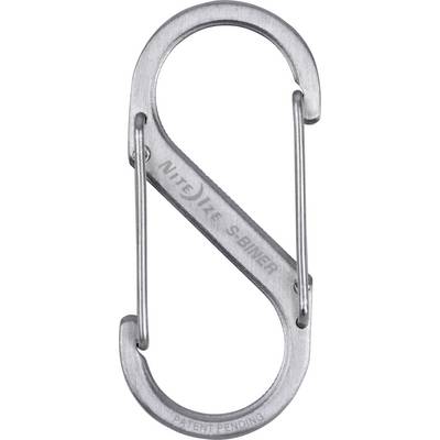A silver S-shaped carabiner with two spring-loaded gates, labeled 'Nite Ize S-Biner', used for connecting and securing items.