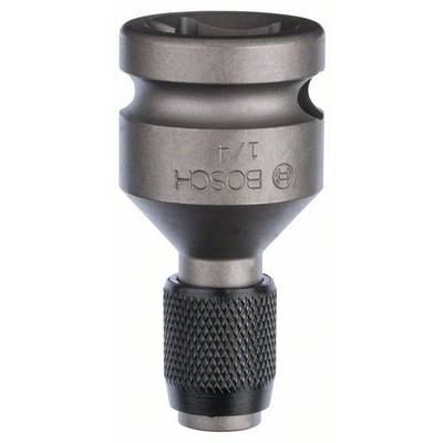 A Bosch socket adapter, 3/4 inch, made of metal with a knurled grip and Bosch logo, is used for connecting tools.