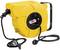Yellow automatic cable reel with black cable, power sockets, and wall mounting bracket, ideal for convenient cable storage and use.