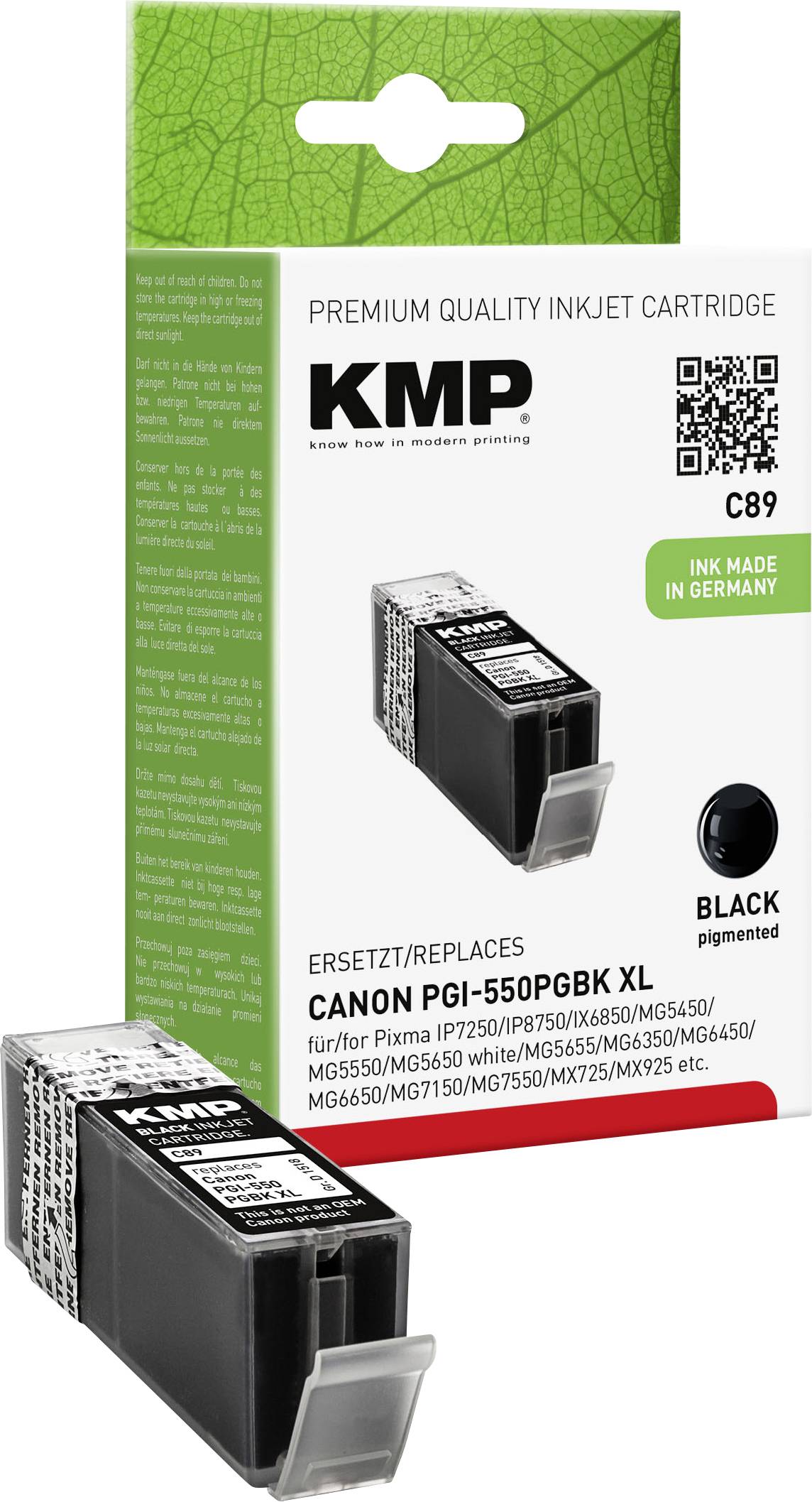 KMP Ink cartridge replaced Canon PGI-550BK XL Compatible Black C89 1518,0001
