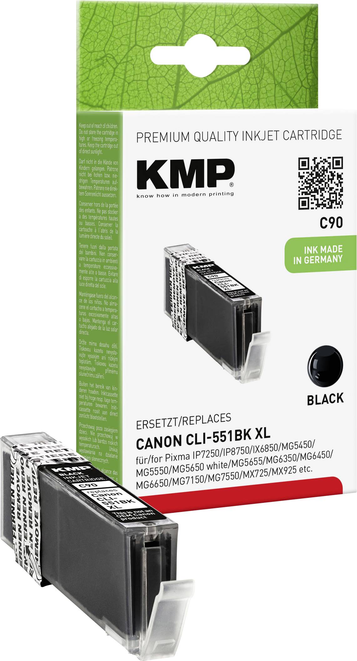 KMP Ink cartridge replaced Canon CLI-551BK XL Compatible Photo black C90 1520,0001