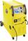 Yellow welding machine on wheels with control panel at the front and power cable on the side. Ideal for professional metal welding work.