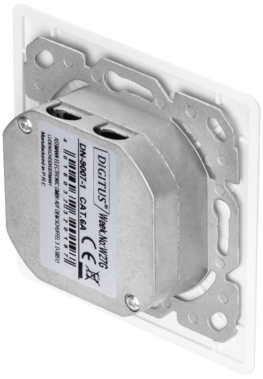 Digitus DN-9005/B5-N Network outlet Flush mount Insert with main panel and frame CAT 6 2 ports Pure white-1