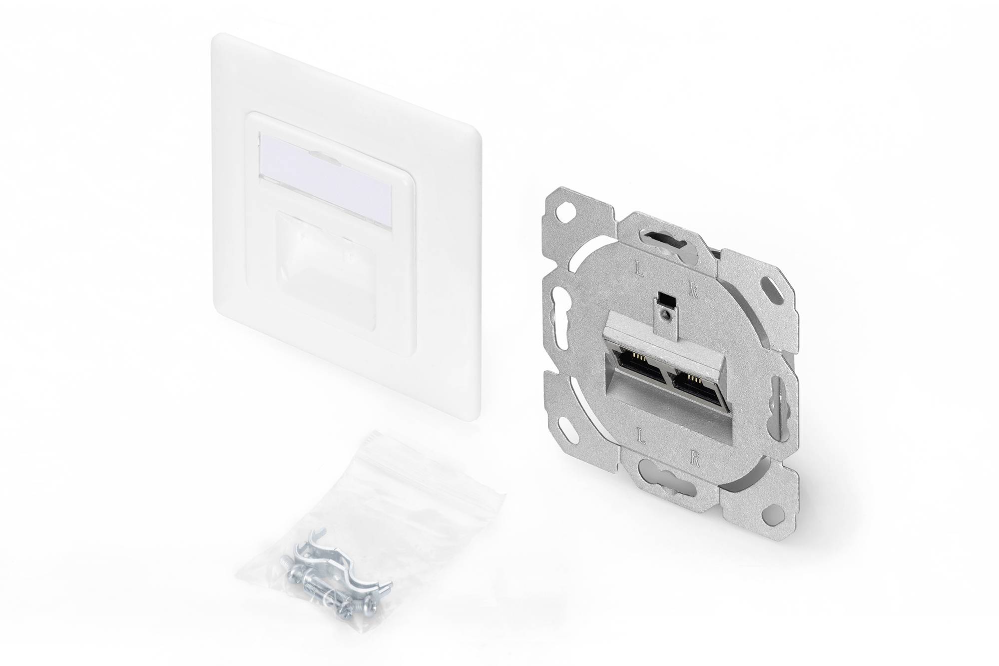Digitus DN-9005/B5-N Network outlet Flush mount Insert with main panel and frame CAT 6 2 ports Pure white-8