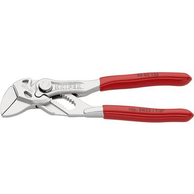 A KNIPEX pliers with a red handle, adapted for various sizes through adjustable jaws, suitable for precise gripping.