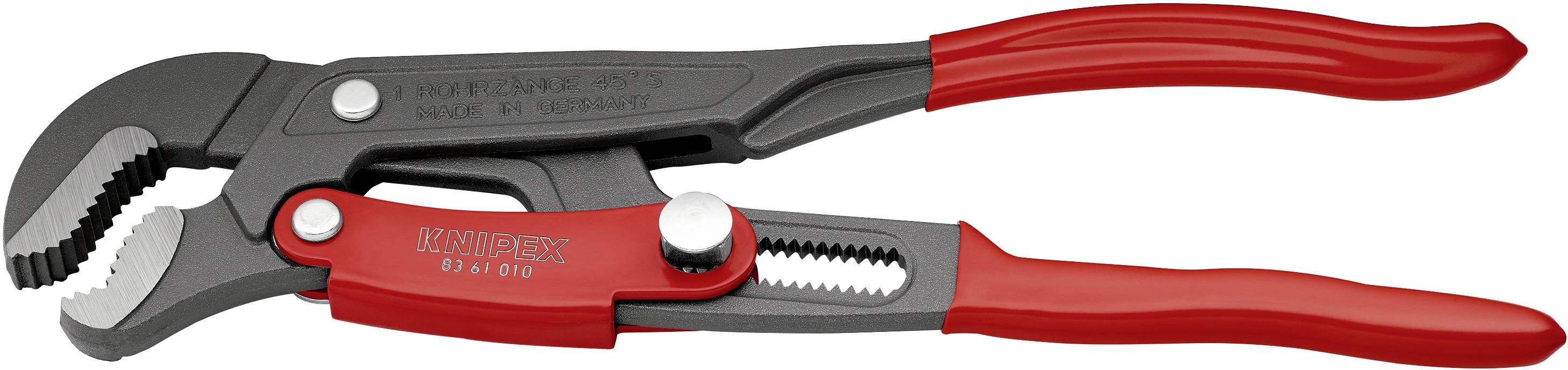 A red water pump pliers with an adjustable gripping mechanism, suitable for gripping and turning pipes or threaded connections.