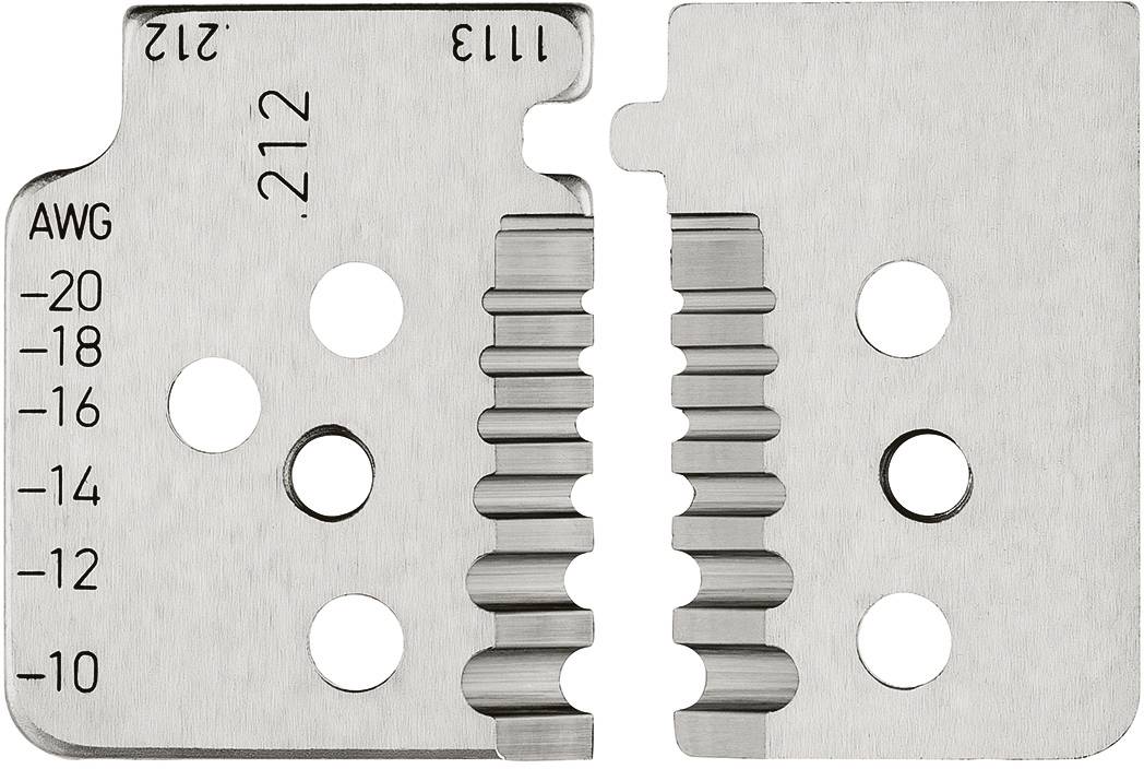 Wire stripper blade blocks with hole sizes for various wire gauges, numbered from AWG 20 to 10.