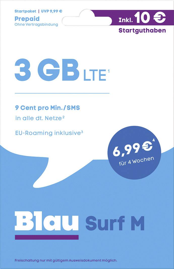 Blau.de Surf M Startpaket Prepaid card (no contract)