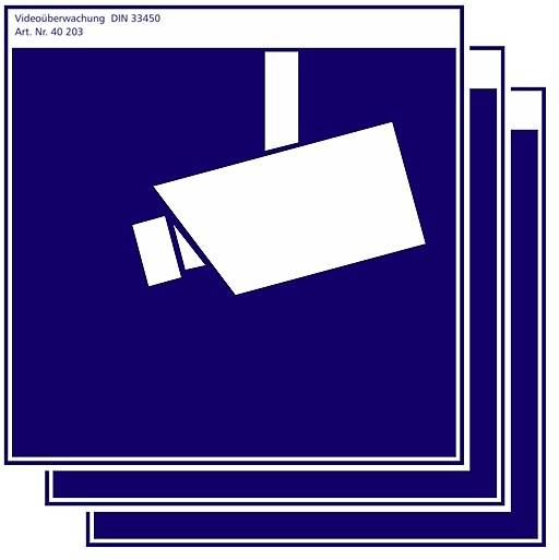 PENTATECH 40203 Warning label CCTV 3-piece set (W x H) 100 mm x 100 mm-0