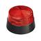 Round, red flashing warning light on a black base, often used for emergencies or as a warning signal.