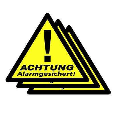 PENTATECH 40201 Warning label Warning Alarm Secured Languages German 3-piece set (W x H) 85 mm x 70 mm